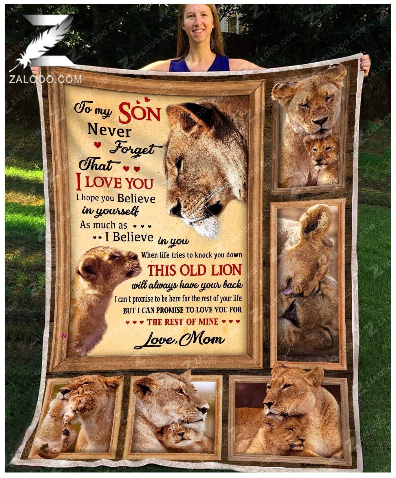 – Fleece Blanket – Custom Blanket –  Lion – To My Son (Mom) – I Will Always Have Your Back