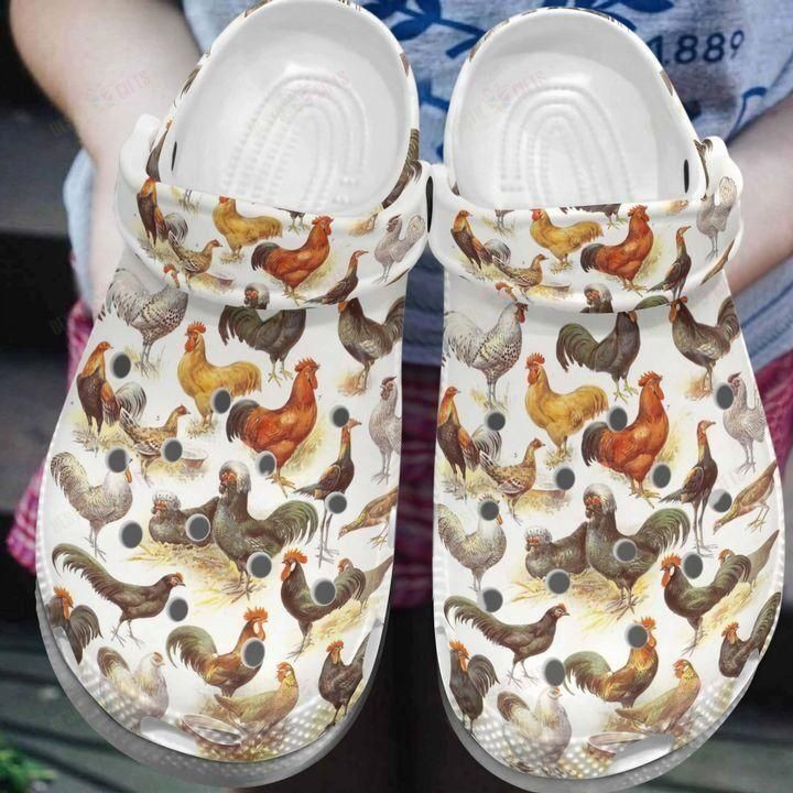 Chicken White Sole Chicken Pattern Crocss Classic Clogs Shoes For Men Women Kids