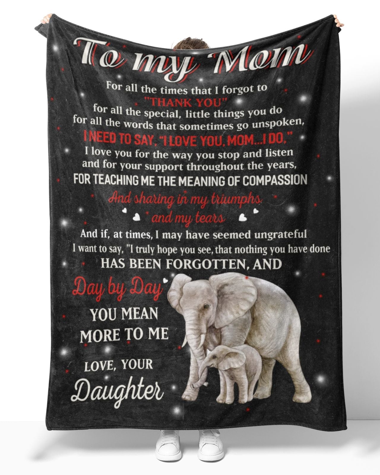 To My Loving Mom Elephant Love Blanket From Daughter, To My Loving Mom For All The Times That I Forgot To Thank You Elephant Blanket Gifts For Mom