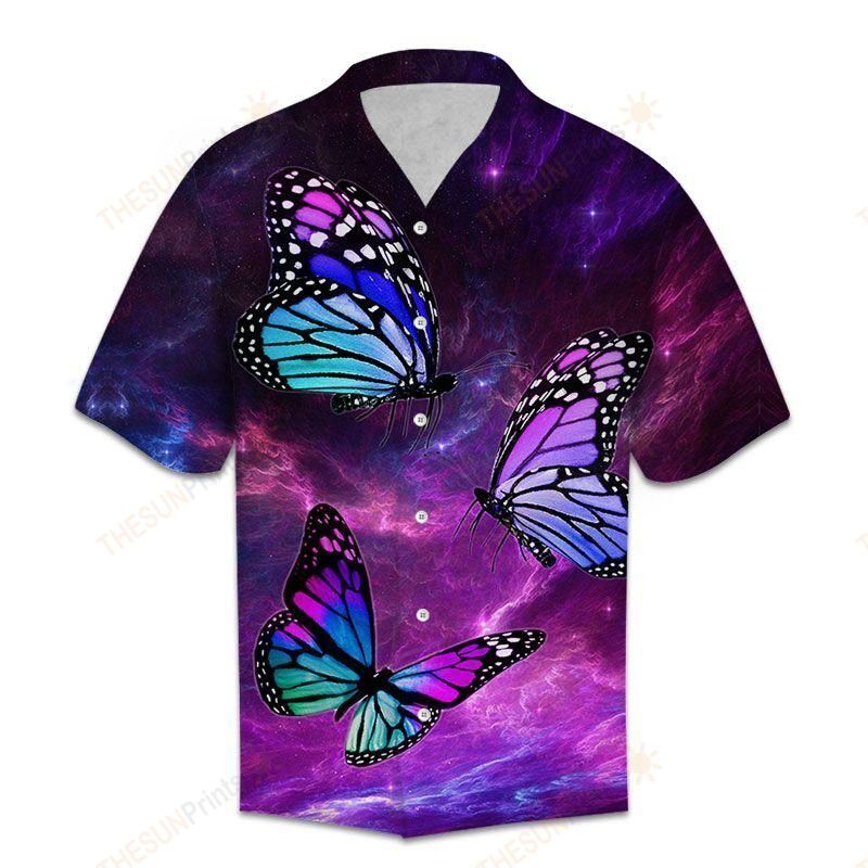 Butterfly Purple Sky Hawaiian Shirt Ha42599