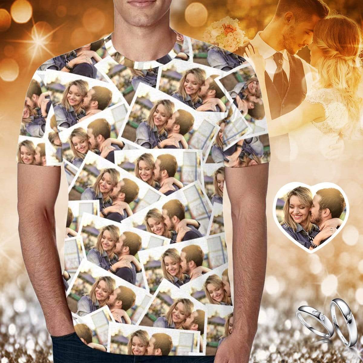 Custom Photo Couple Memory Men’S All Over Print T-Shirt
