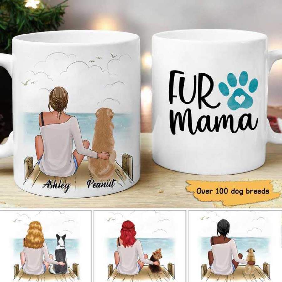 Woman And Dog On The Bridge Personalized Mug