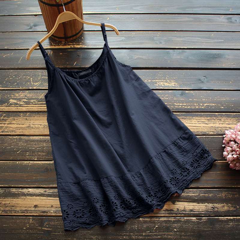 Vintage Lace Crochet Tops Women’s Spaghetti Strap Blouses ZANZEA 2022 Casual Summer Floral Tunic Female Chemise Blusas alx