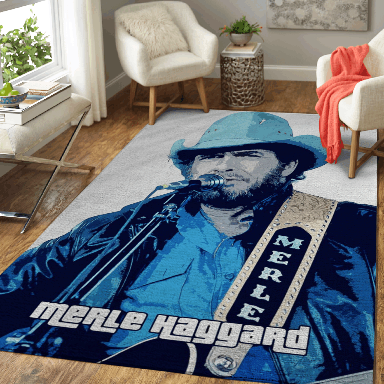 Merle Haggard American country singer, songwriter Art Area Rug