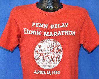 80s U Penn Relay Etonic Marathon 1982 T-shirt  Vintage Tee 2912