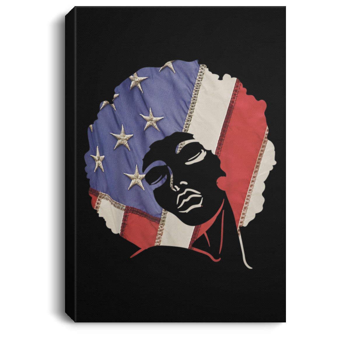 African American Canvas Wall Pictures Black Girl US Flag Melanin Afro 4th Of July African American Afrocentric Inspired Home Decor