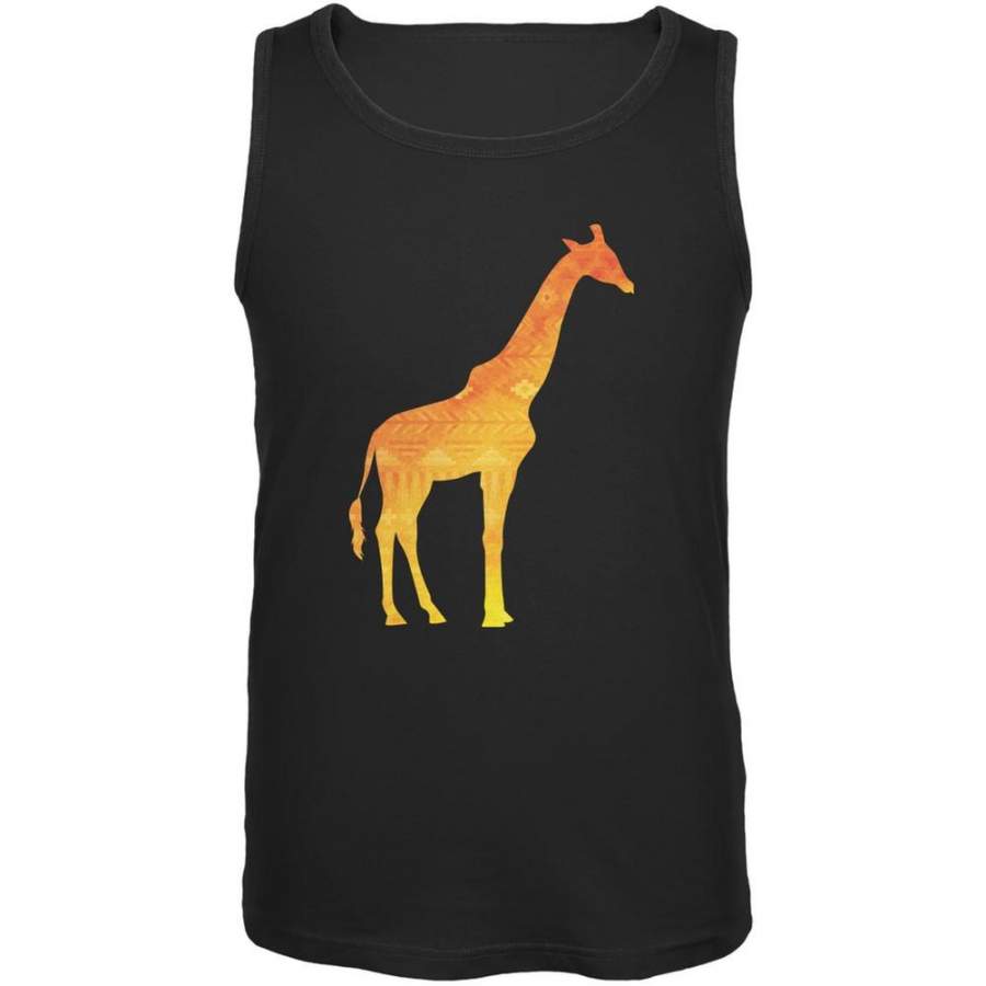 African Spirit Animal Giraffe Black Adult Tank Top