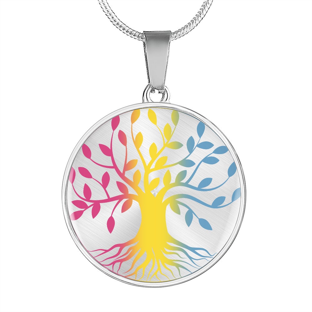 Subtle Pan Pride Necklace With Tree Of Life Design