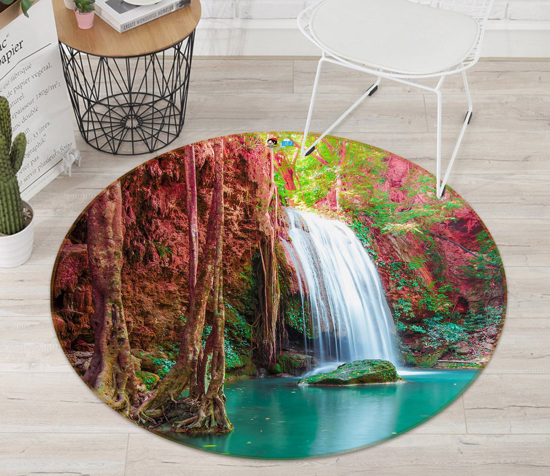 3D Waterfall 69124 Round Rug – Round Carpet Home Decor