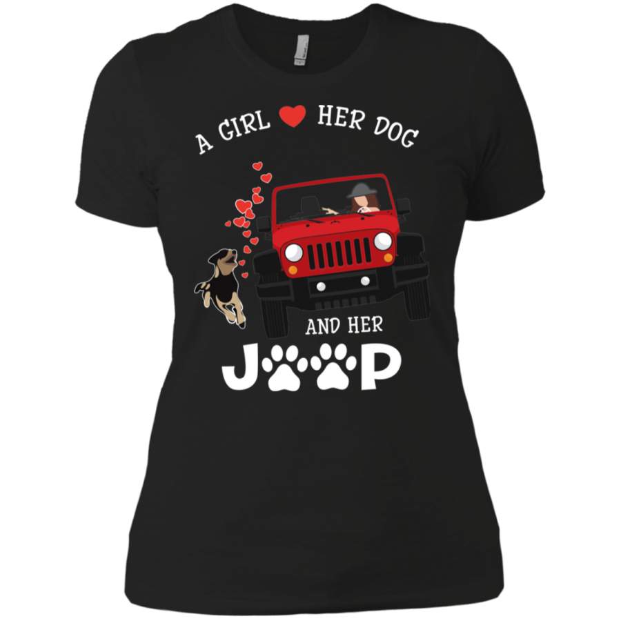 AGR A Girl Loves Her Dog And Her Jeep Ladies T-Shirt