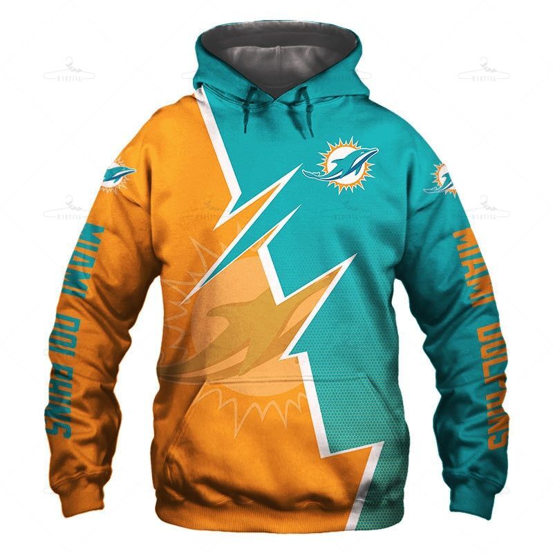 Miami Dolphins Hoodie Zigzag Graphic Sweatshirt Gift S