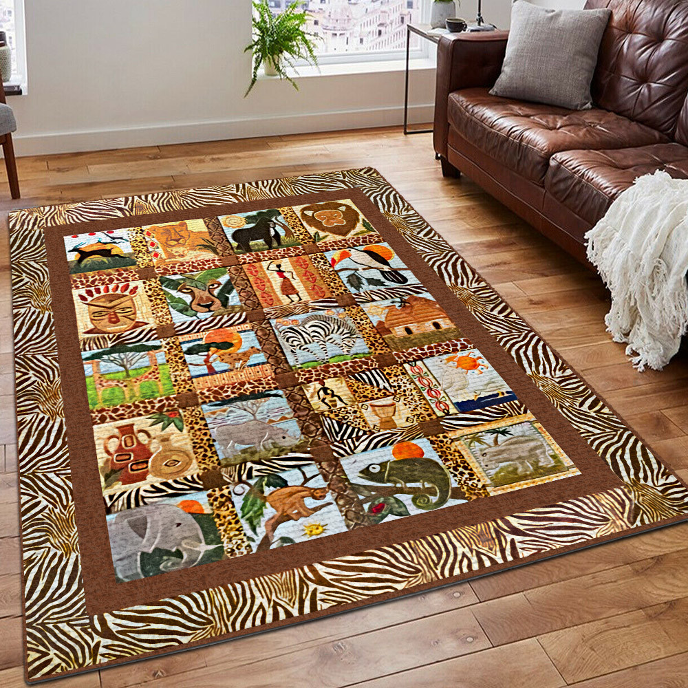 Africa Area Rug, West African Printing Floor Mat Carpet, African Animals Rug, African Rug, Gifts For Africa