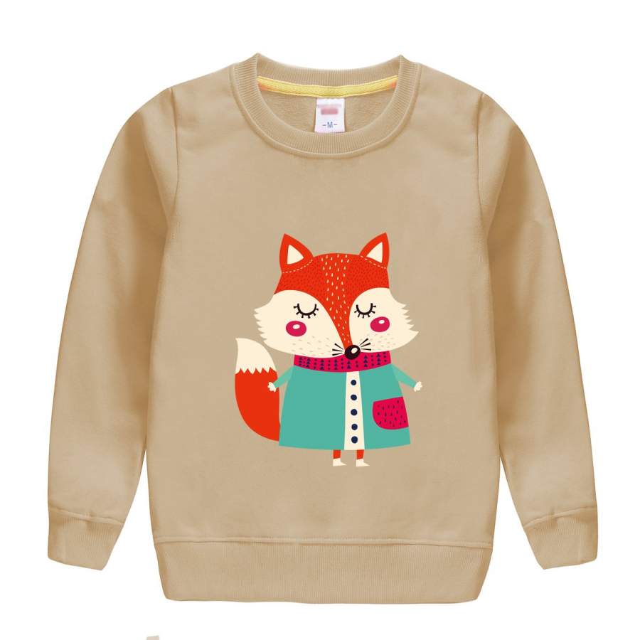 2018 new boys sweatshirt cotton t-shirtsfor boys fox cartoon outwear 4-13 years kids clothes winter autumn boys tops  clothes