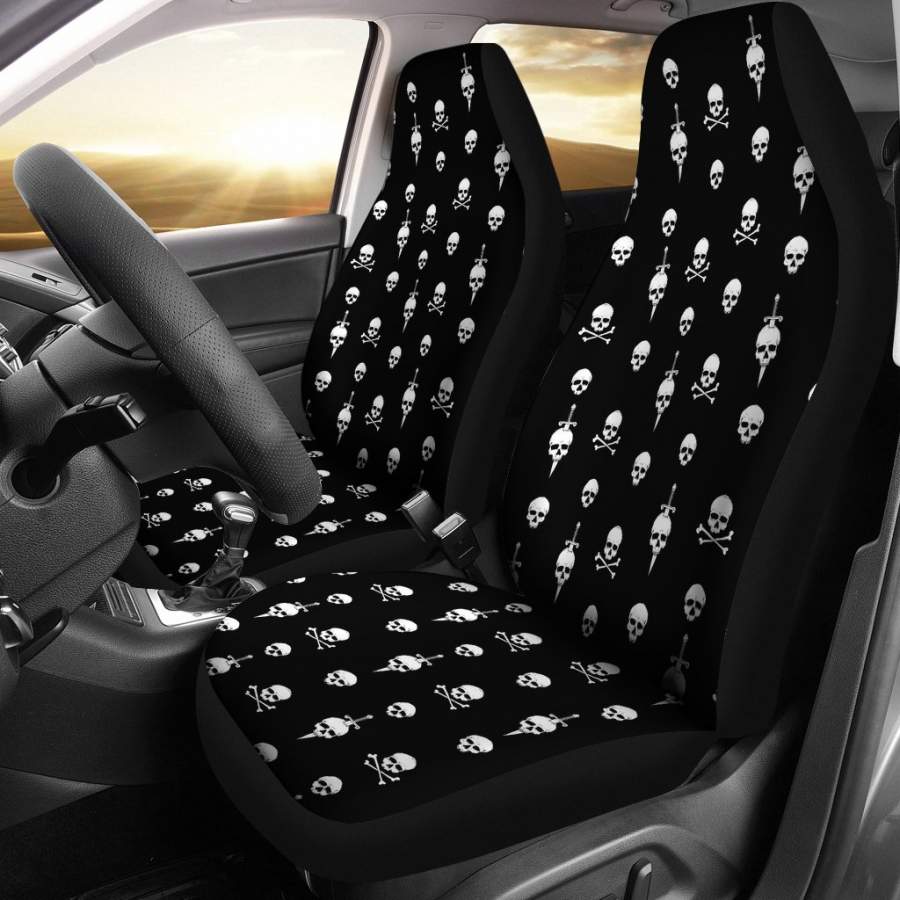 Black Skull Car Seat Cover