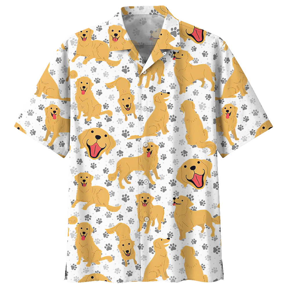 Golden Retriever White Awesome Design Unisex Hawaii Shirt For Men And Women Ha11440