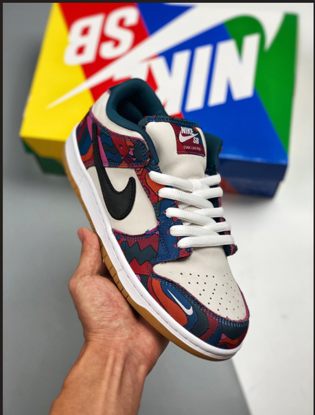 Parra x Nike SB Dunk Low Fire Pink Gym Red Mocha White Royal Blue Black 602542