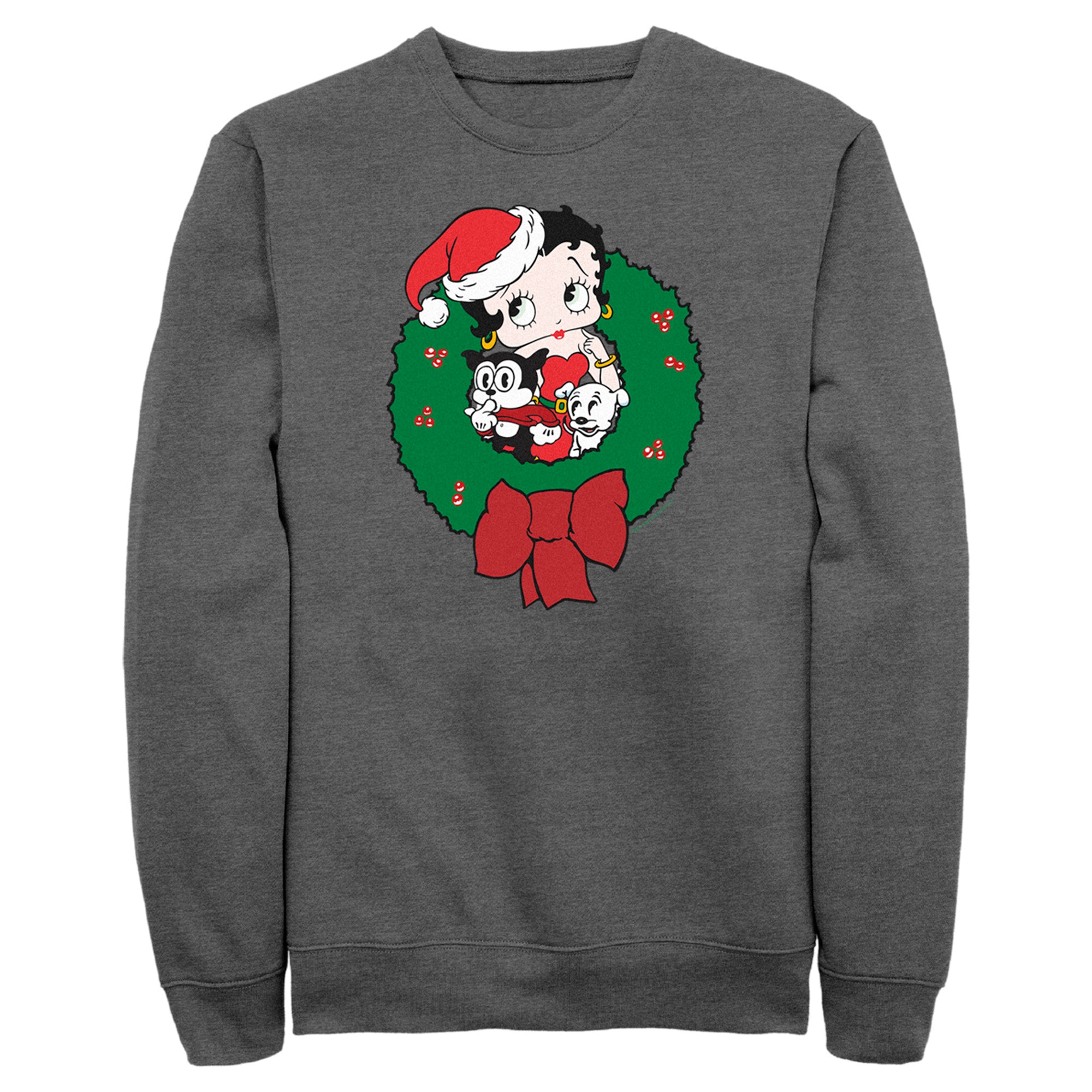 Men’S Betty Boop Christmas Characters Wreath Sweatshirt