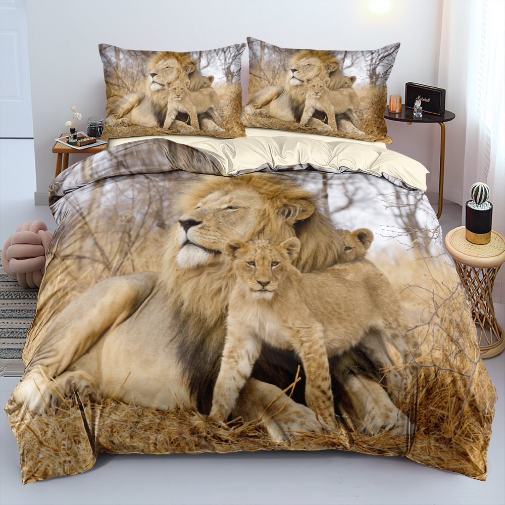 3D Digital White Lion Bedding Set Ab Double-Sided Blanket Cover Set Twin Queen King Size Bed Linen Duvet Covers