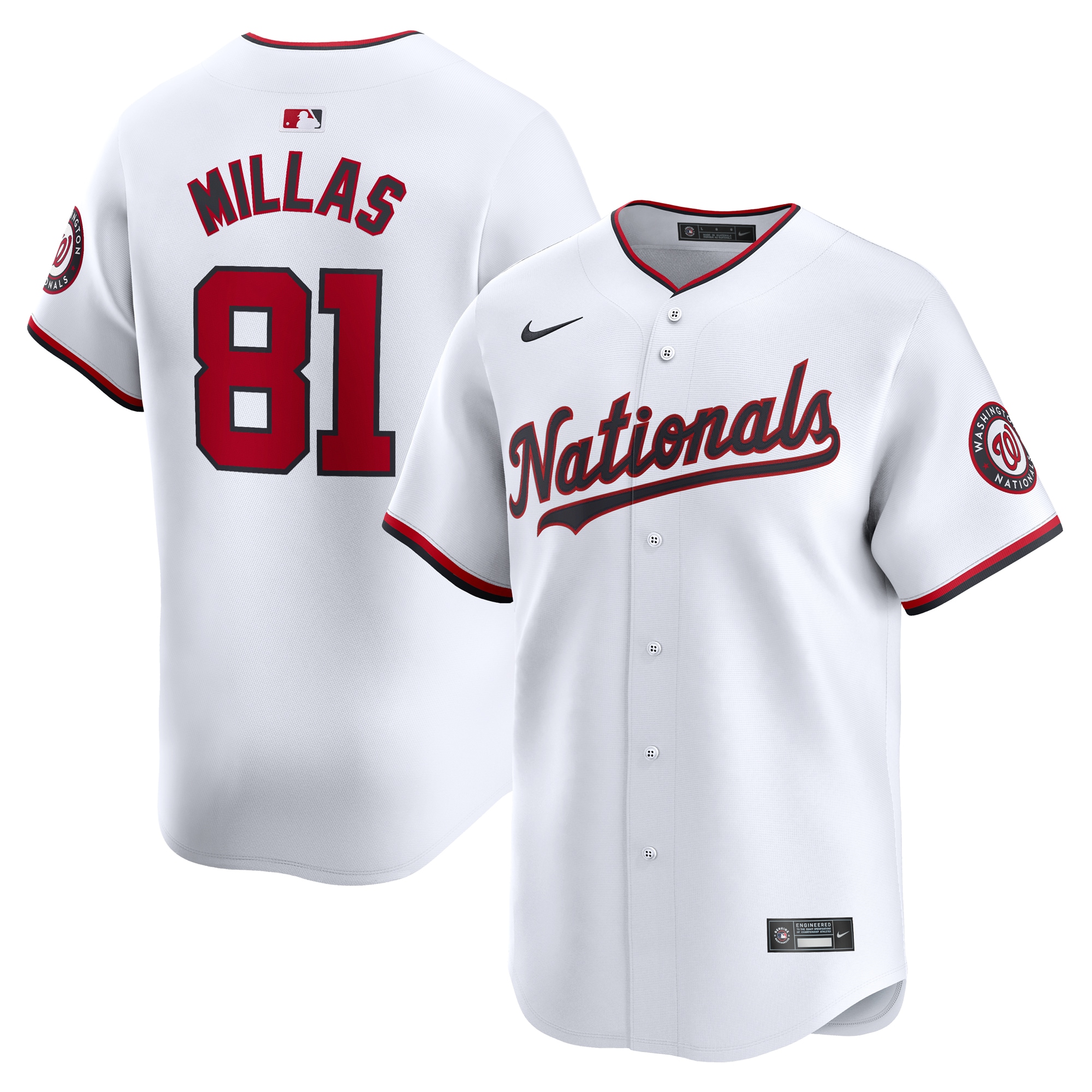 Drew Millas Washington Nationals Home Limited Player Jersey – White