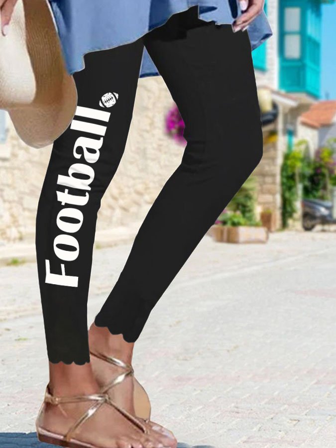 Football Wavy Edge Print Leggings