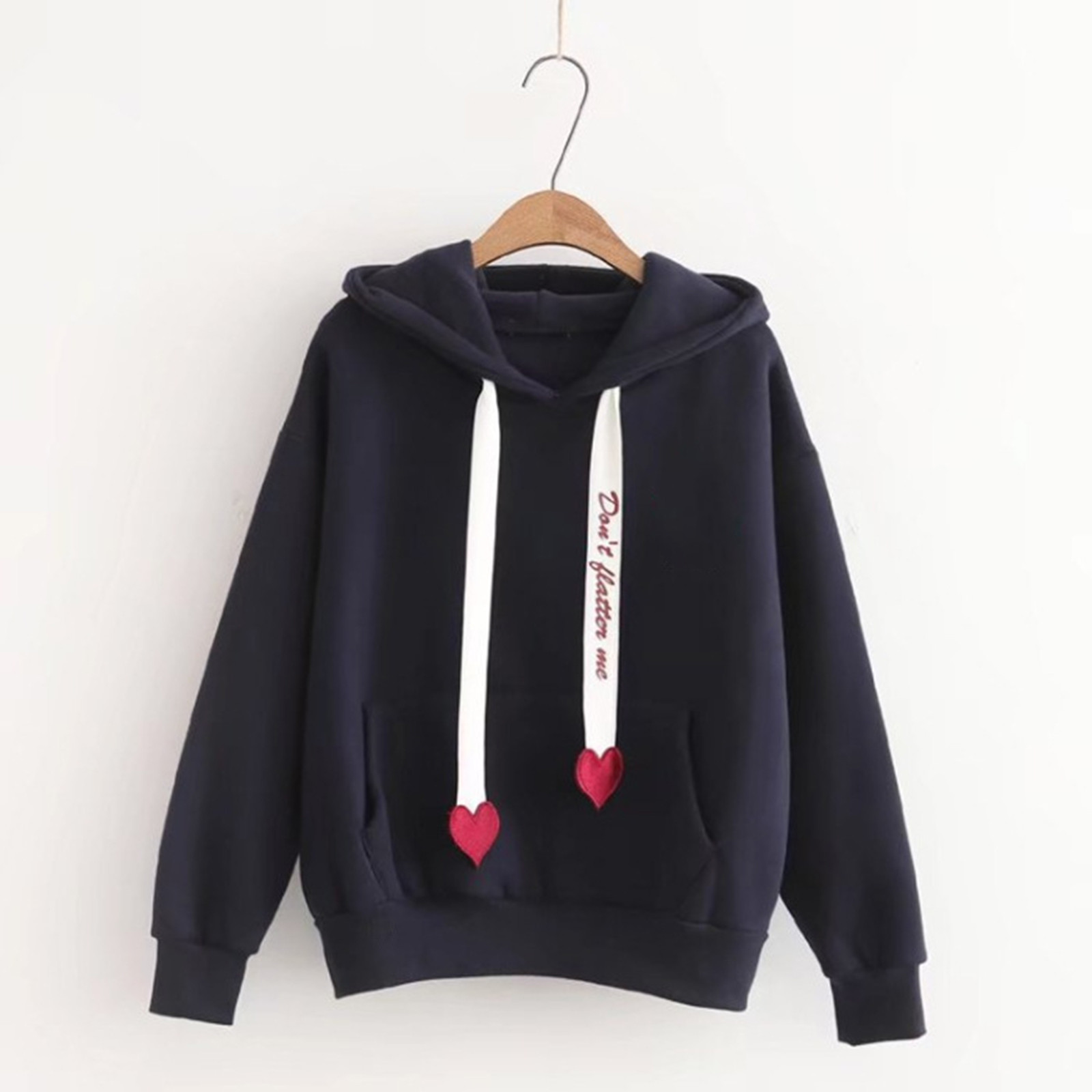 3XL Oversized Hoodies Moletom Feminino Women’S Cute Solid Color Sweatshirt Collarless Long-Sleeved Hoodie Autumn And Winter alx