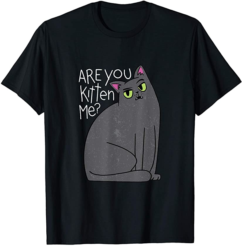 Are You Kitten Me Right Meow Funny Black Cat Adoption Gift T-Shirt