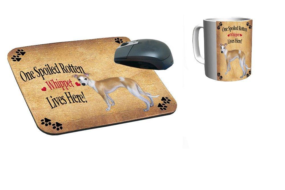 Spoiled Rotten Whippet Puppy Dog Mug & Mousepad Combo Gift Set