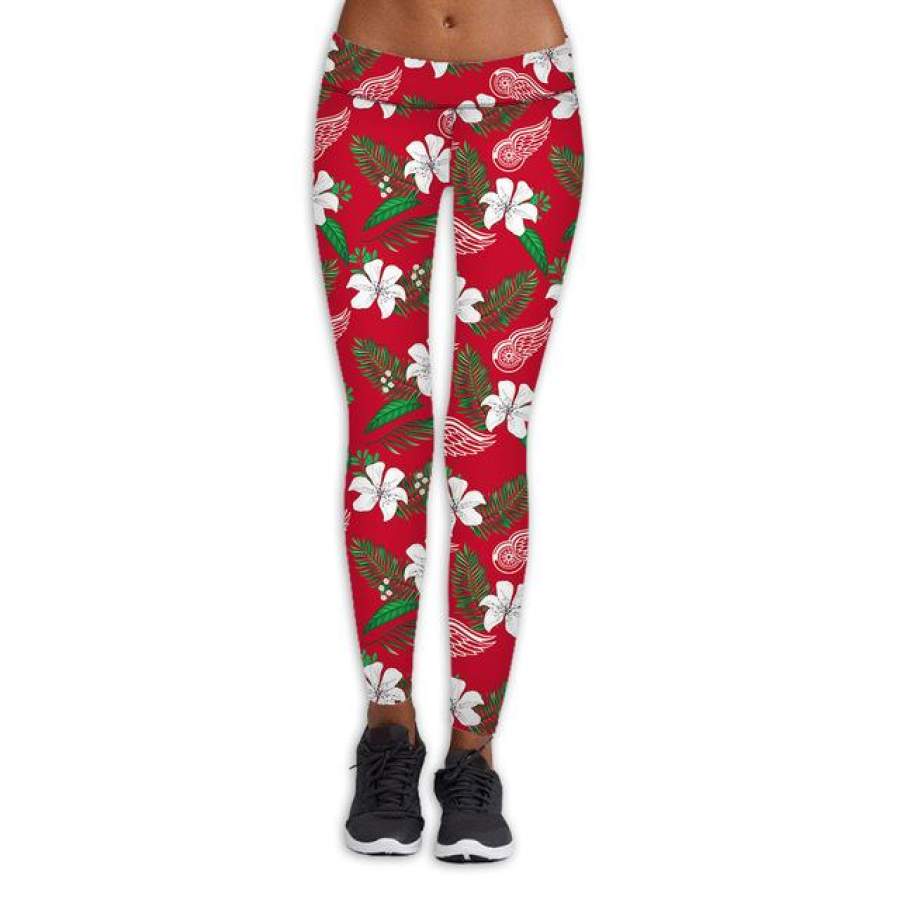 Detroit Red Wings Flower Print Leggings