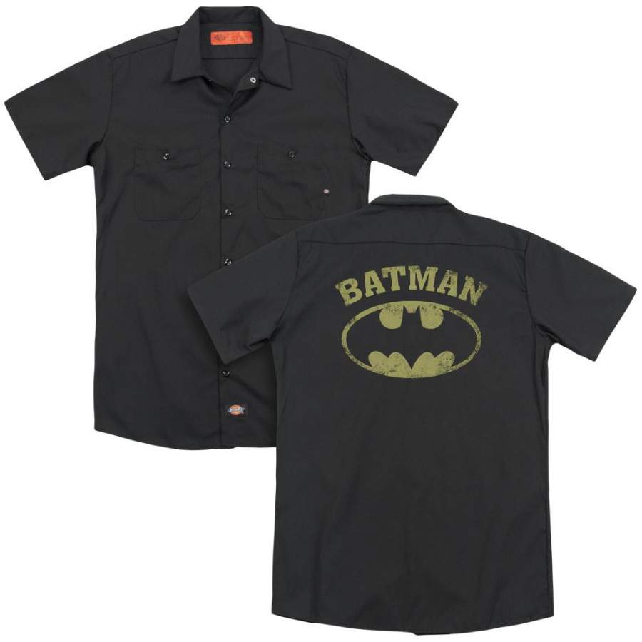 Batman – Over Symbol(Back Print) Adult Work Shirt