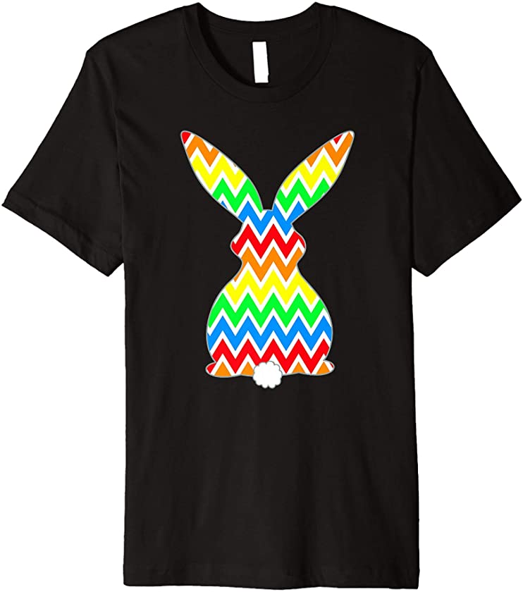 Colorful Chevrons Striped Zig Zag Pattern Printed Cute Bunny Premium T-Shirt