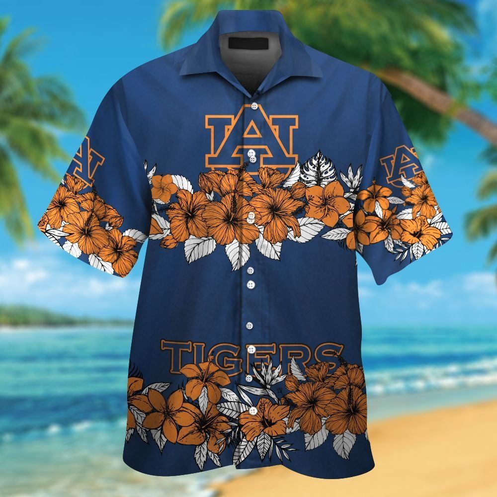 Short Sleeve Auburn Tigers Hawaiian Shirt Button Up Tropical