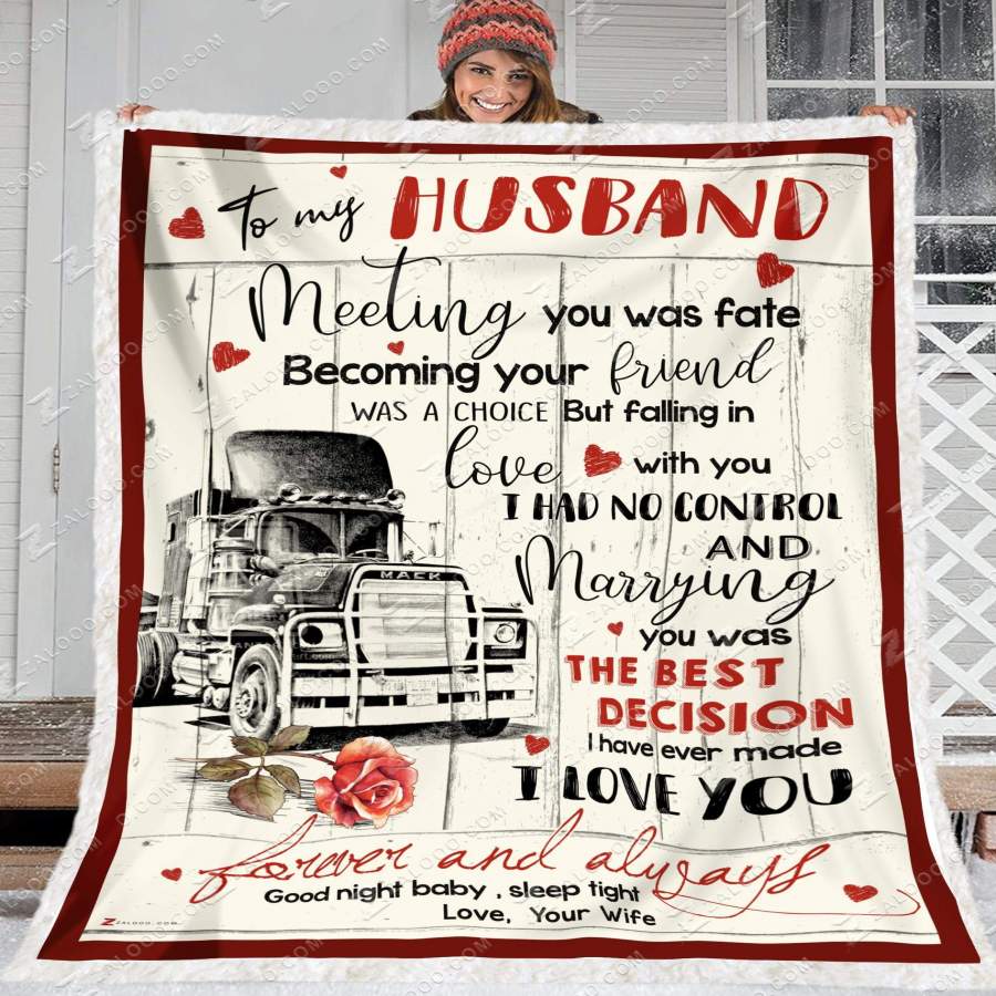 Zalooo – Custom Fleece Blanket – Trucker – To my Husband – Meeting you was fate