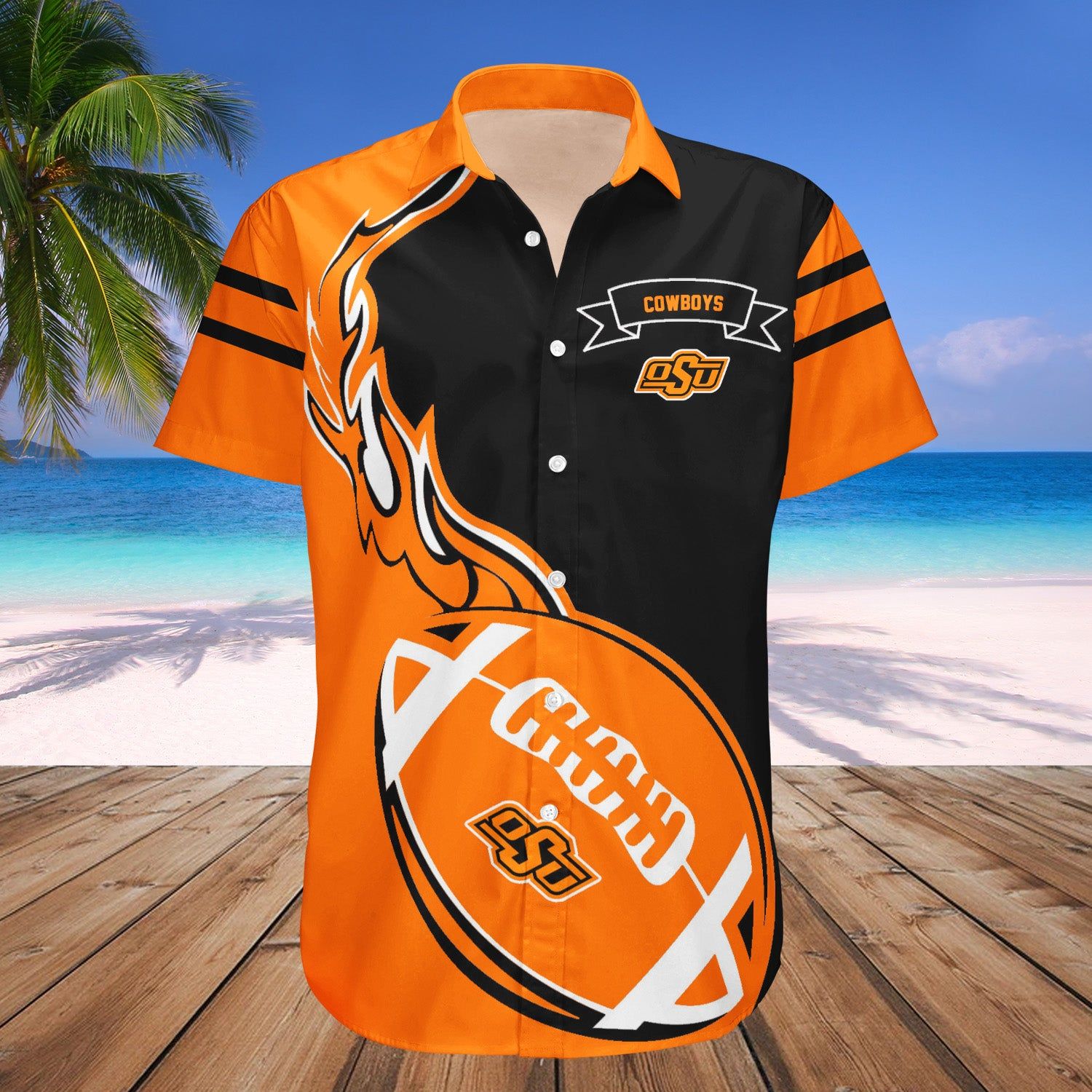 Oklahoma State Cowboys Hawaii Shirt Flame Ball – NCCA