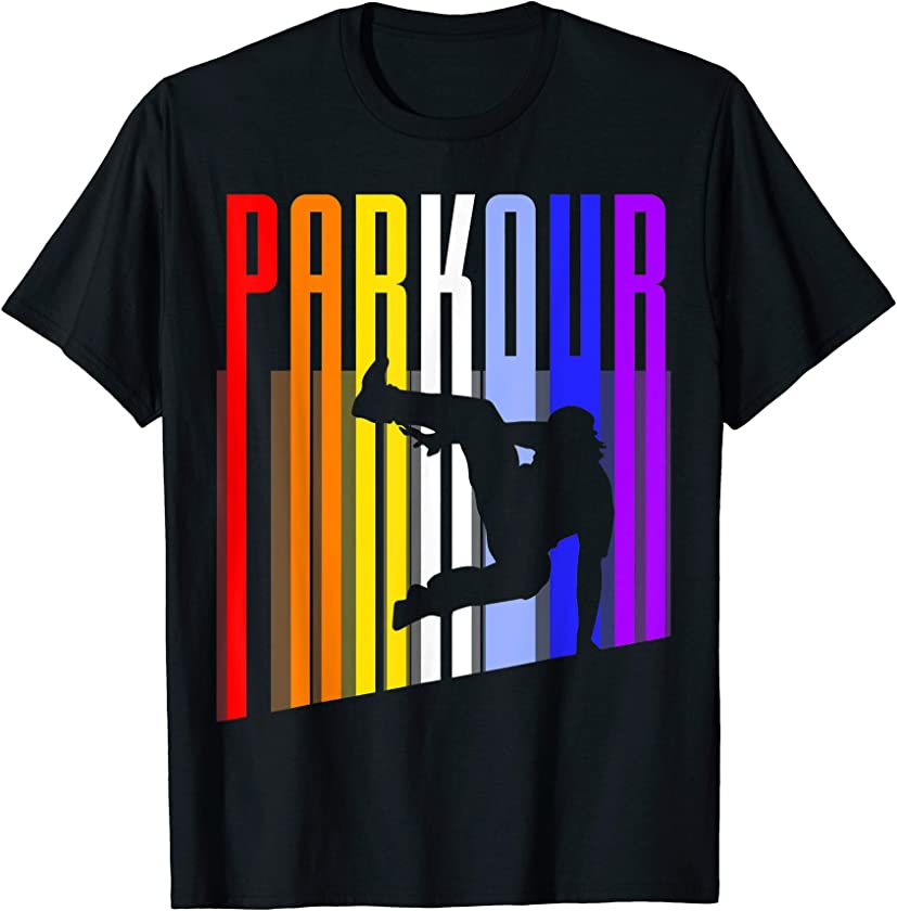 Vintage Style Distressed Parkour Retro Silhouette T-Shirt