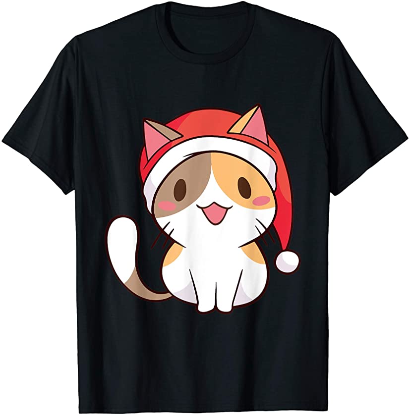 Meow Christmas w/ Cute Cat Kitten. Cat Lover Christmas Tee T-Shirt