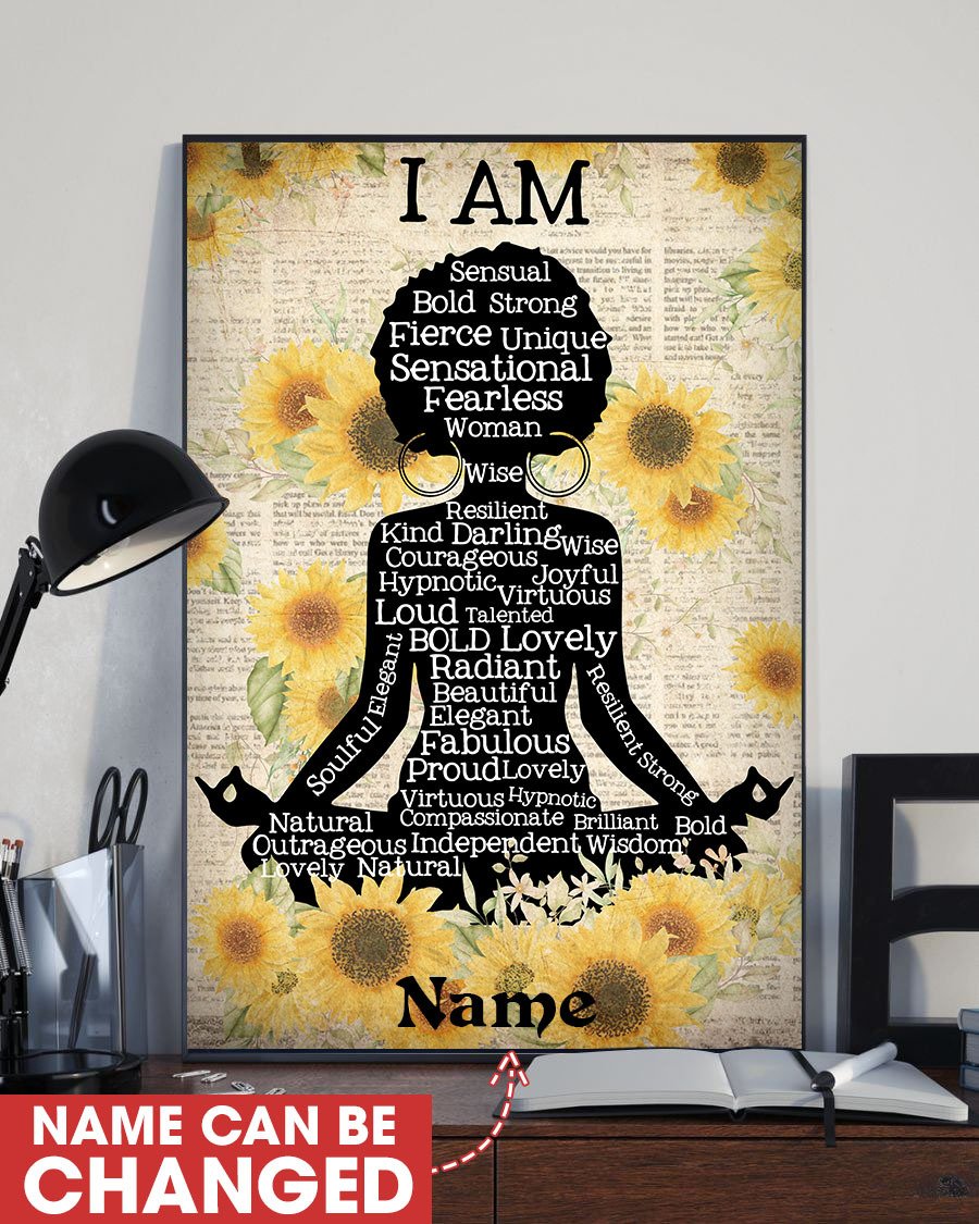 Black Queen Yoga Canvas Personalized Melanin Woman Painting Print Home Decoration Gift Idea Gift Birthday