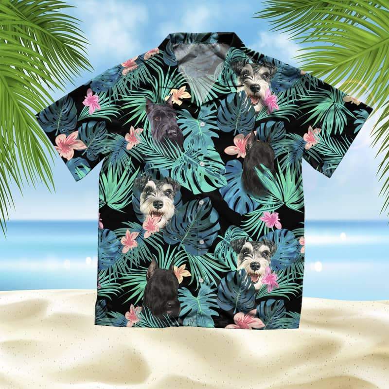 Giant Schnauzer Hawaiian Shirt, Dog Summer Leaves Hawaiian Shirt, Unisex Print Aloha Short Sleeve Casual Shirt