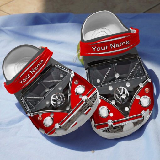 Vw Campervan In Red Custom Name Clogs Clogband Clog Comfortable Water Shoes