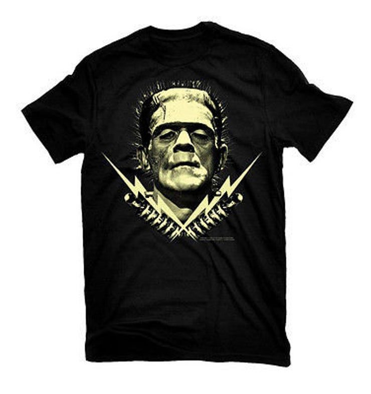 Frankenstein Universal Monsters Bolts Glow In The Dark Boris Karloff Shirt