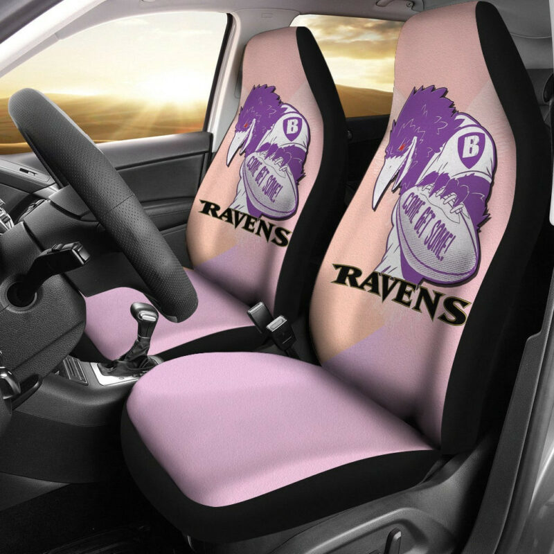 Baltimore Ravens American Football Team Car Seat Covers Evil Purple Raven Silhouette Come Get Some Rugby Seat Covers