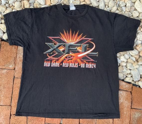 Vintage 90S Xfl New Game New Rules No Mercy Black Shirtdrew Pearson Shirt