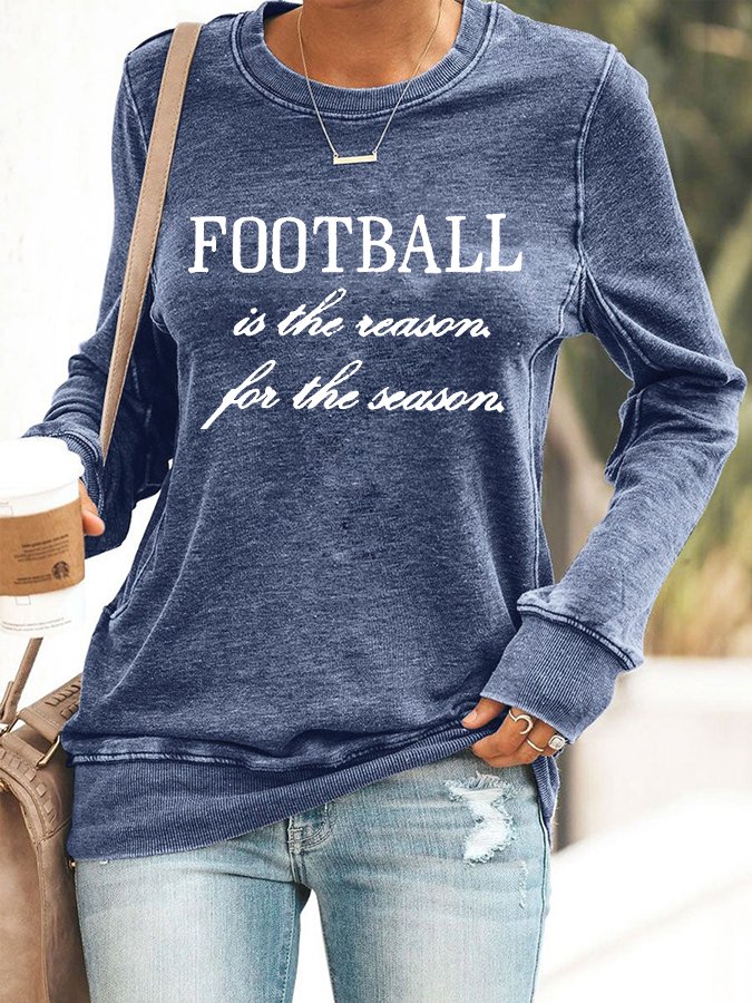 Football Is The Reason For The Season Print Casual Long Sleeve Top