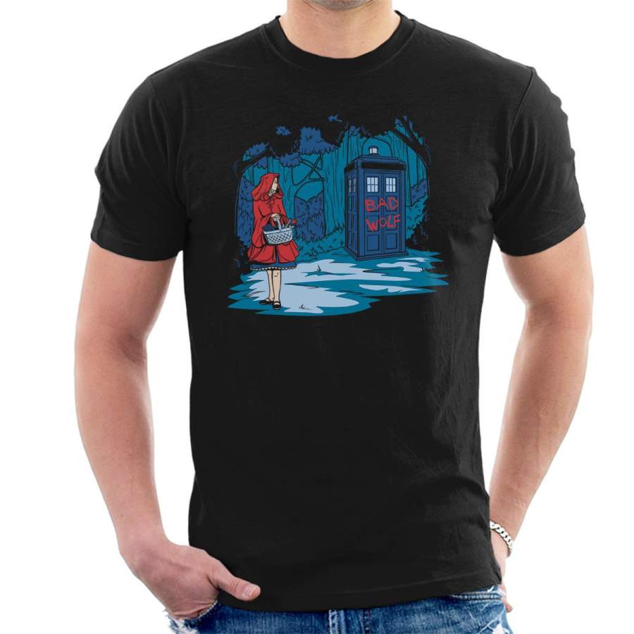 Big Bad Wolf Doctor Who Tardis Men’s T-Shirt