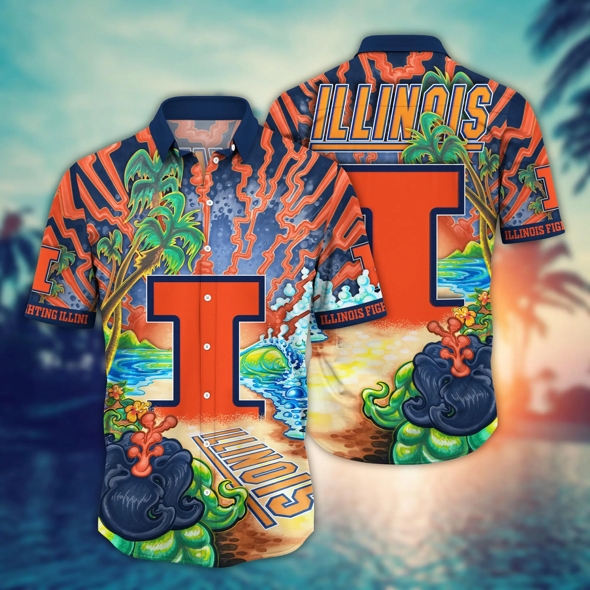 Illinois Fighting Illini NCCA Hawaiian Shirt Vacation Spotstime Aloha Shirt