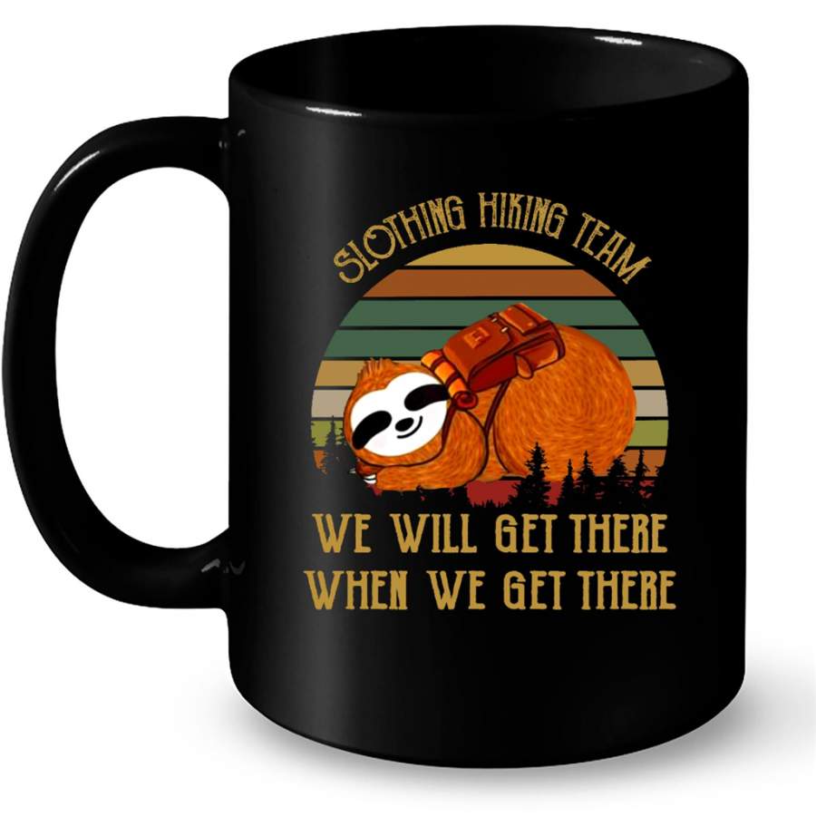 Slothing Hiking Team We Will Get There When We Get There, Classic Vintage – Full-Wrap Coffee Black Mug