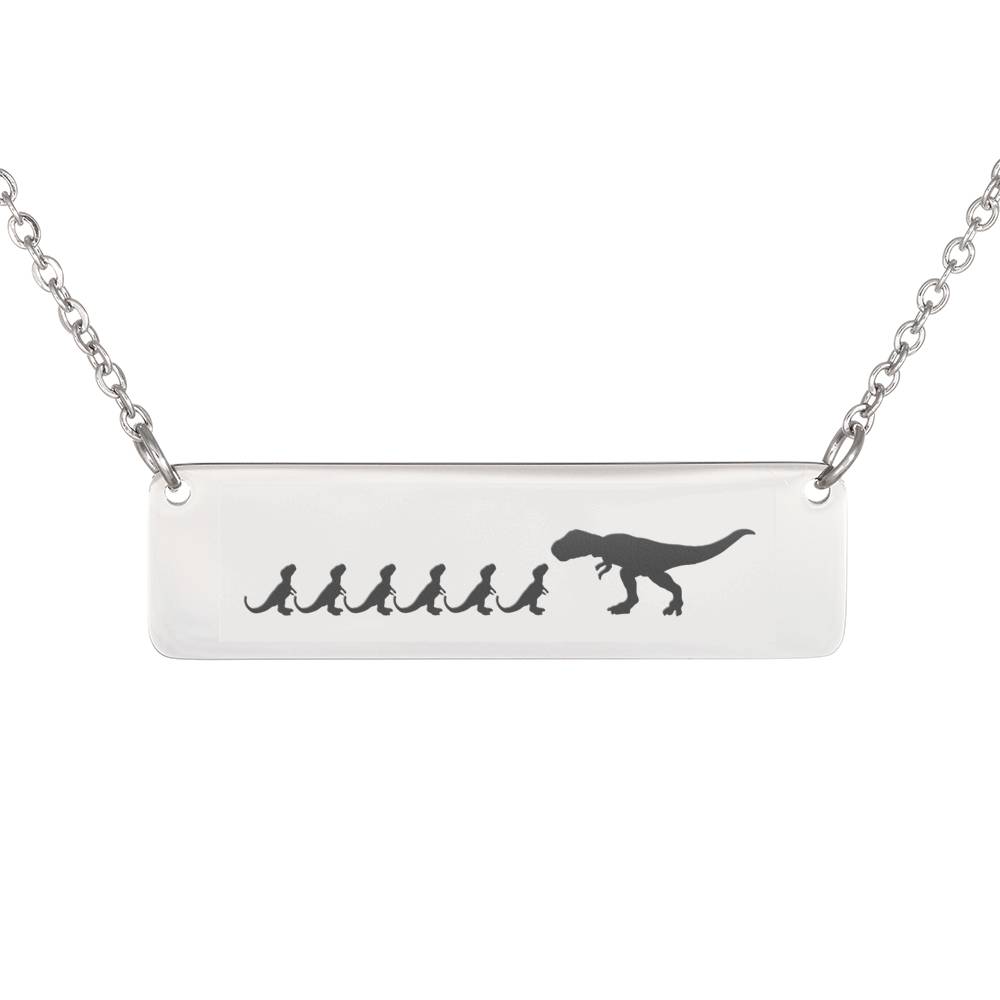 Personalized Mama Dinosaur + 6 Baby Dinosaurs – Necklace