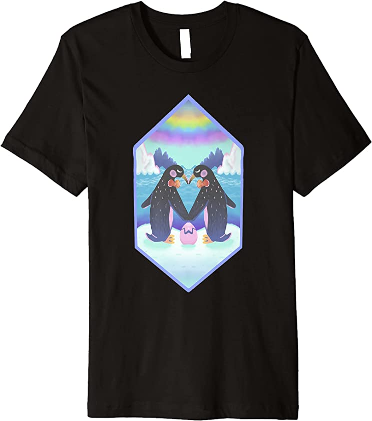 Cute Gay Penguin Dads Family Rainbow Pride Month for Men Premium T-Shirt