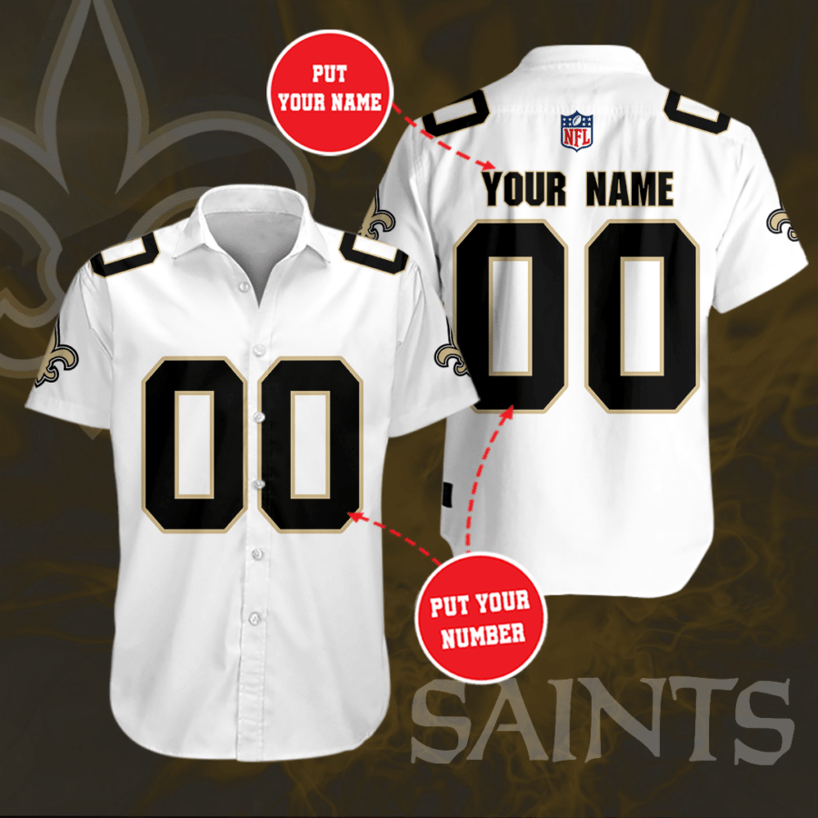 Personalized New Orleans Saints Footballl Team All Over Print 3D Hawaiian Shirt-White