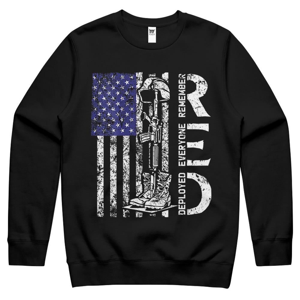 Womens Red Friday Remember Everyone Deployed Retro Us Army Military Crewneck Sweatshirt