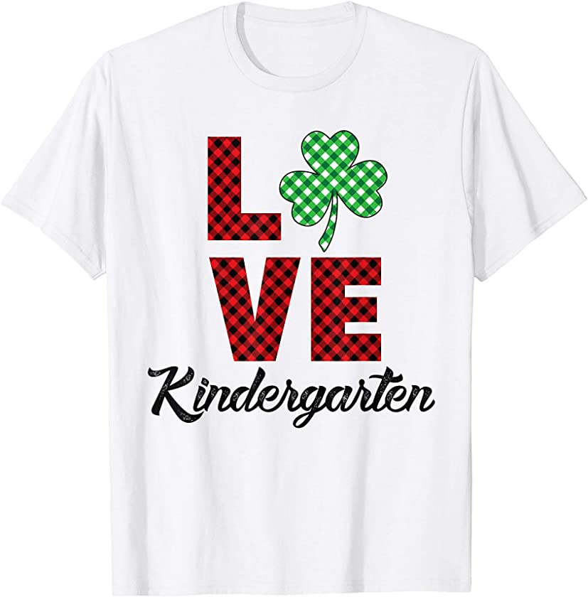 Buffalo Plaid Leopard Love Kindergarten St Patricks Day Gift T-Shirt